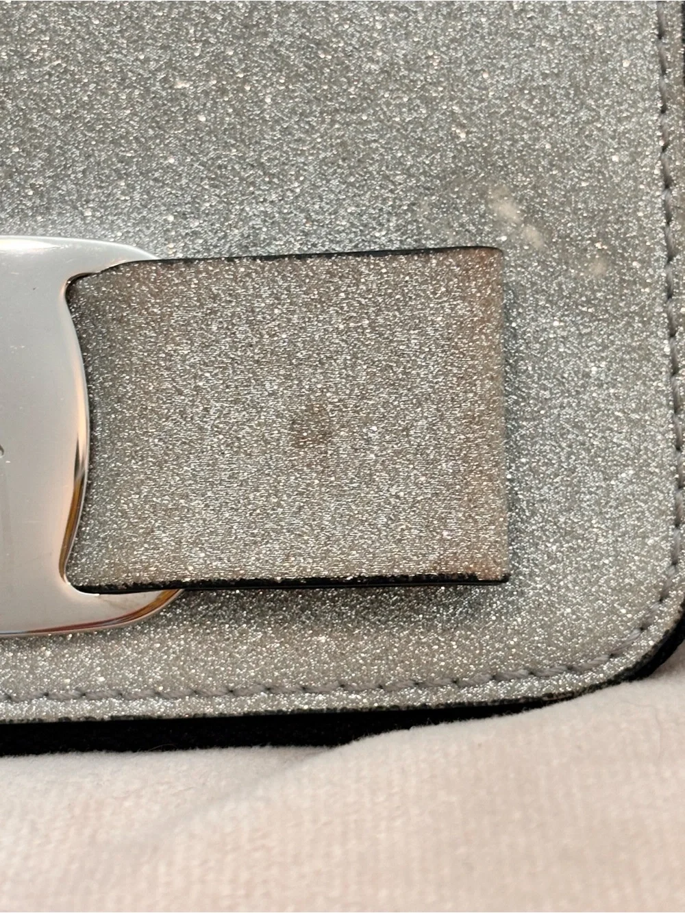 Salvatore Ferragamo Vara Bow Glitter Card Case / Zip-Around Coin Purse Wallet